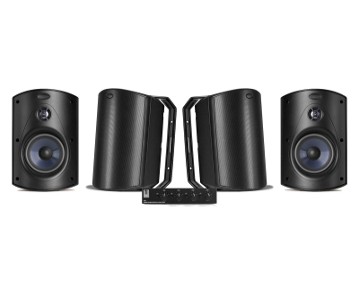 System One SC4B & 2 par Polk Audio Atrium 6 svarta utomhushögtalare