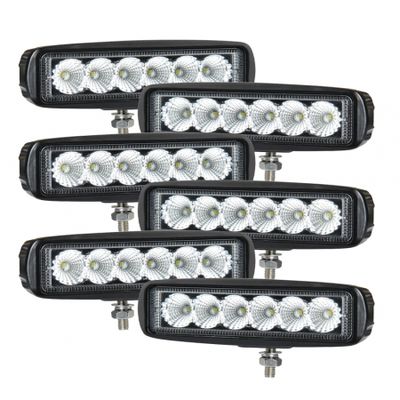 6-pack NIZLED B18RF, 15.8 cm back-/arbetsljus, 18W, arbetsljuspaket