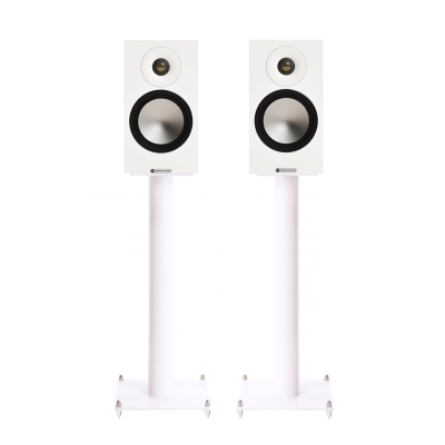 Monitor Audio Bronze 50 7G i vitt med Custom Design-högtalarstativ, 61cm