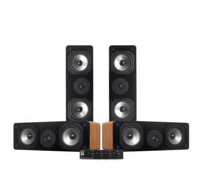 4-pack Dynavoice C-5 i ek med System One SC4B högtalarväxel, garagepaket