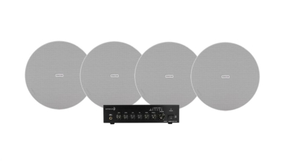 Dayton Audio DA40T med 4st Fonestar Sky-6T, kommersiellt 100V-paket