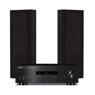 DLS Flatbox Slim Large i svart med Yamaha A-S201 MK II, 2.0 stereopaket