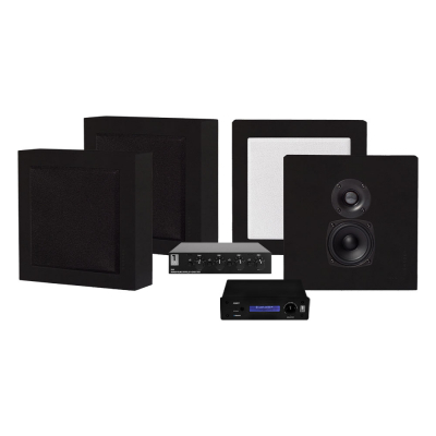 System One A50BT, SC4B & 2 par mattsvarta DLS Flatbox Mini