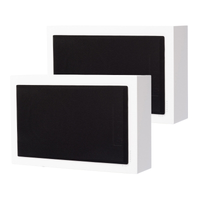 2-pack DLS Flatsub 8.2 vägghängningsbar aktiv subwoofer, mattvit