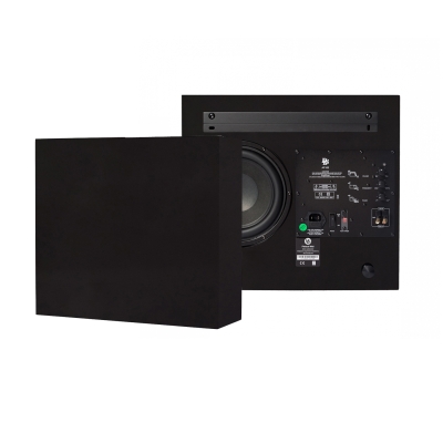 2-pack DLS Flatsub Midi vägghängningsbar aktiv subwoofer, mattsvart