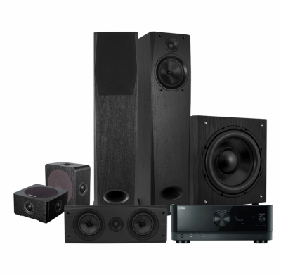 Yamaha RX-V4A & System One H16B med Around-5 5.1 hemmabiopaket, svart