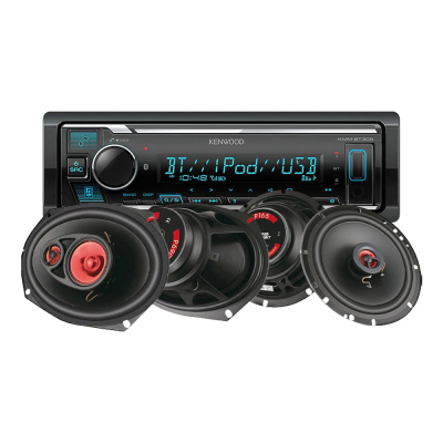 Kenwood KMM-BT309 & Bass Habit PLAY-högtalare, bilstereopaket