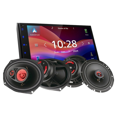 JVC KW-M593BT & Bass Habit PLAY-högtalare, bilstereopaket