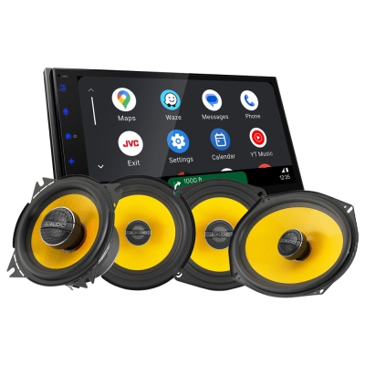 JVC KW-M695DBW med JL Audio C1-koaxialhögtalare, bilstereopaket