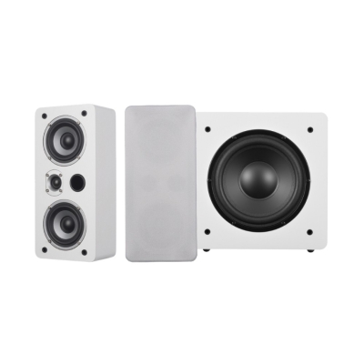 Dynavoice Magic LCR-4 med Challenger Sub 8 2.1 högtalarpaket, vit