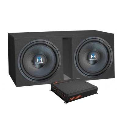 2x15 baspaket med Hammer Tech LCW15V2D4 i låda med slutsteg