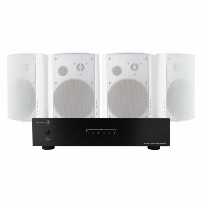 Dayton Audio MA1260 & 2 par DLS MB6i vita utomhushögtalare