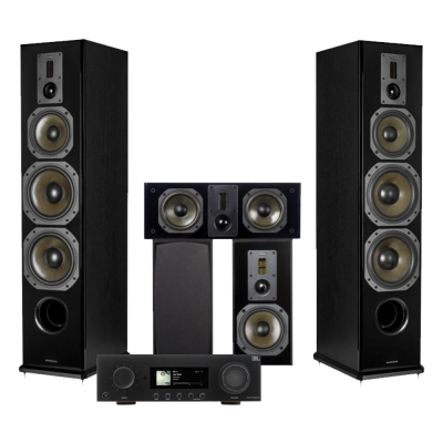 Dynavoice Definition 5.0 hemmabiopaket med JBL MA7100HP, svart