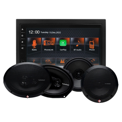 GAS MAX MV240-BT & Rockford Fosgate Prime-högtalare, bilstereopaket