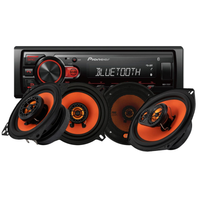 Pioneer MVH-230BT & GAS MAD X1-högtalare, bilstereopaket