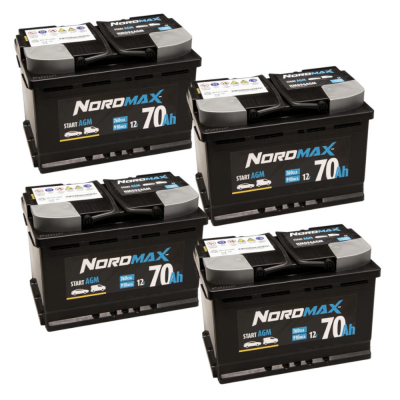 Batteripaket, 4 st Nordmax AGM-batteri, 70Ah / 12V