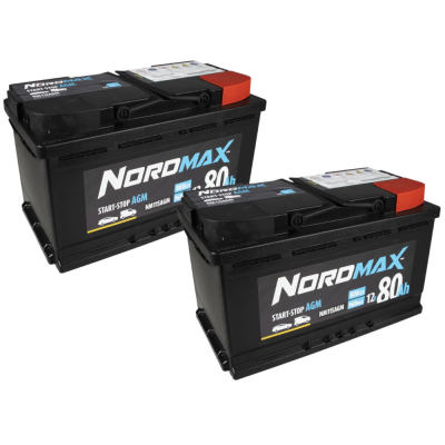 Batteripaket, 2 st Nordmax AGM-batteri, 80Ah / 12V