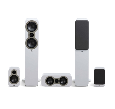 Q Acoustics 3050c 5.0 högtalarpaket med center och surround, vitt