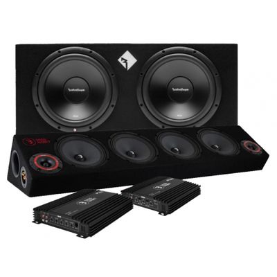 Rockford Fosgate R2-2X12 baspaket & Play SPL64 raggarplanka med slutsteg