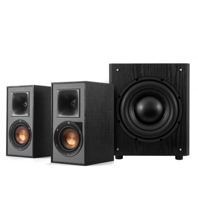 Klipsch R-41PM & System One W100 2.1 högtalarpaket, svart