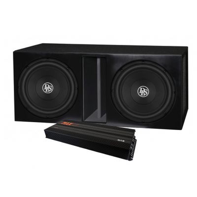 2-pack DLS RCW12.D2 i låda med GAS MAX A2-2500.1DL, baspaket