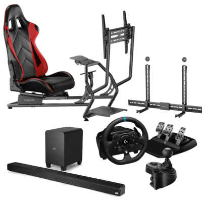Racing Sim-paket med Logitech G923 SE, cockpit och Polk soundbar