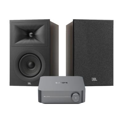 JBL Stage 250B 2.0 stereopaket med WiiM Amp Pro, svart