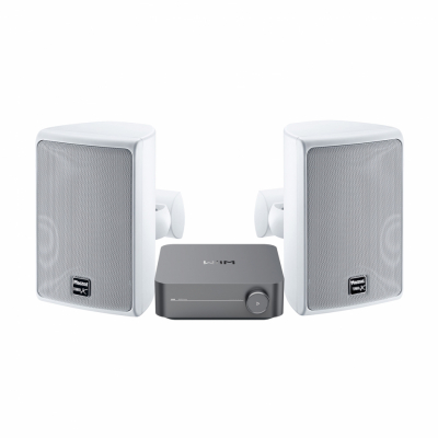 WiiM Amp & Magnat Symbol X-130 utomhushögtalare, vit