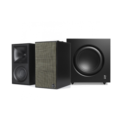 Klipsch The Fives med Audio Pro SW-10, aktivt 2.1 högtalarpaket i svart