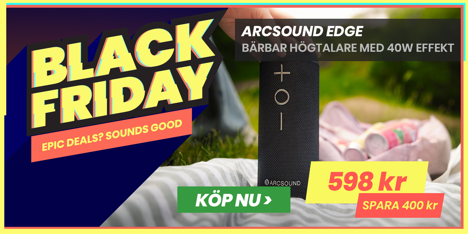 Arcsound EDGE kraftfull bärbar högtalare med Bluetooth, svart