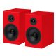 Pro-Ject Speaker Box 5 Pianorött par Röda högtalare med svart element och diskant. Stilren design för ljudåtergivning.