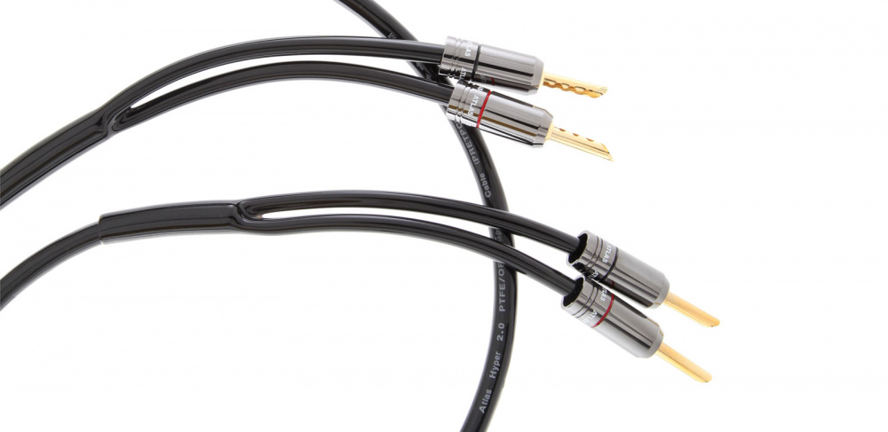 Terminerad högtalarkabel med guldpläterade kontakter, 2x3 meter.