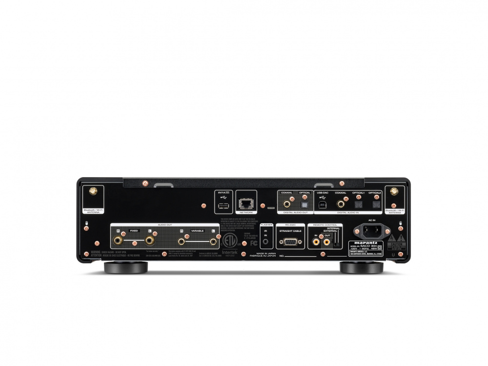 Bakpanelen av Marantz SACD 30n med olika anslutningar och portar.