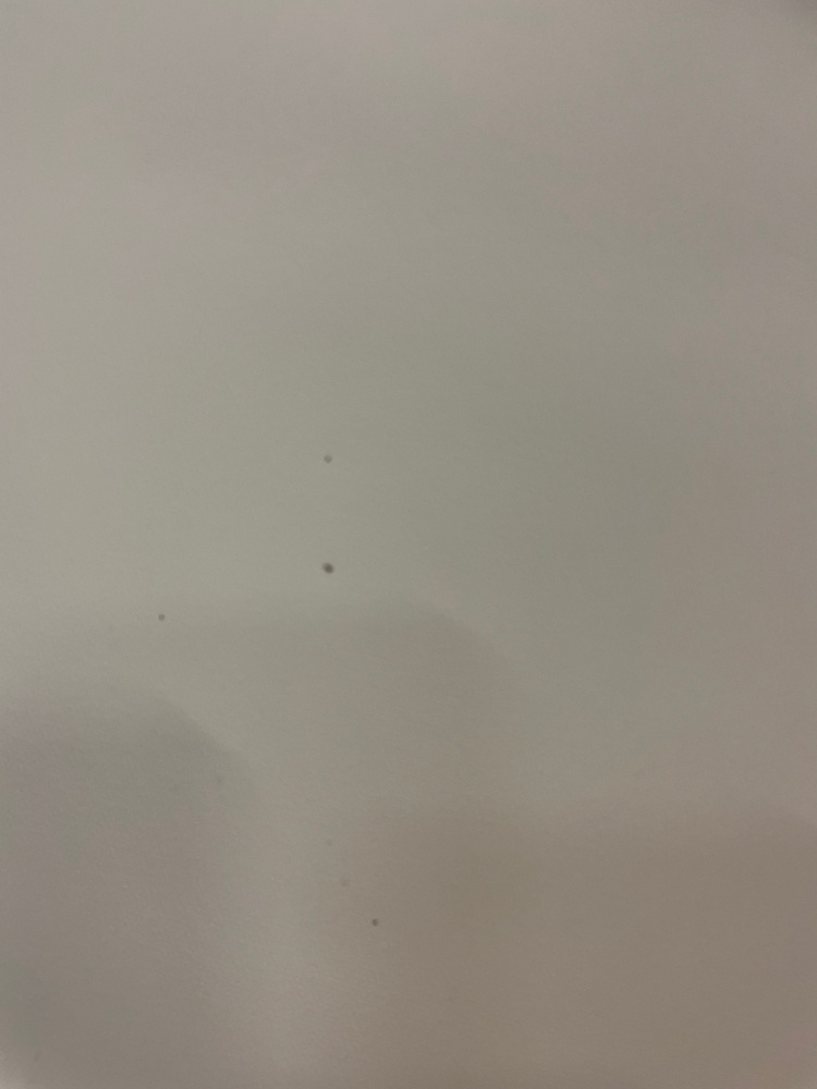 En otydlig yta med några mörka prickar.