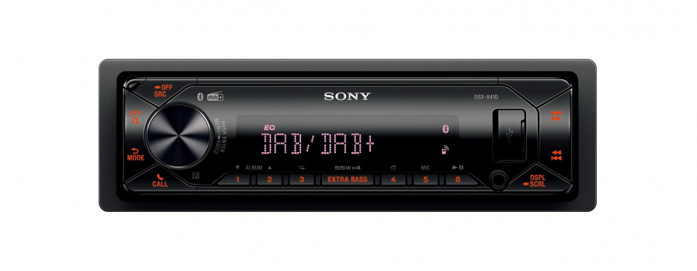 Bilstereo med Bluetooth, DAB+ och lågnivåutgångar.