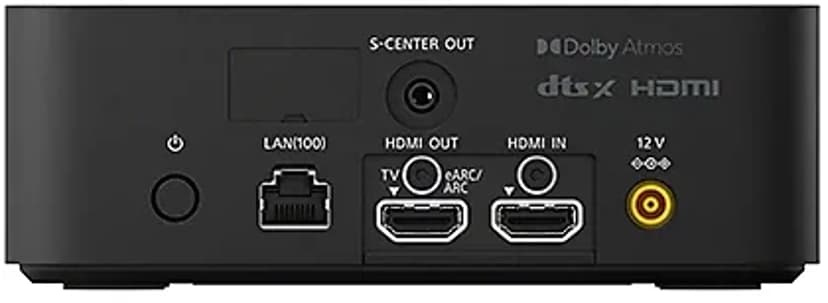 Hemmabiosystem med HDMI-in/ut, LAN, och Dolby Atmos.
