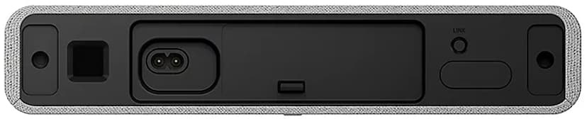 En bakvy av en elegant ljudenhet med olika anslutningar.