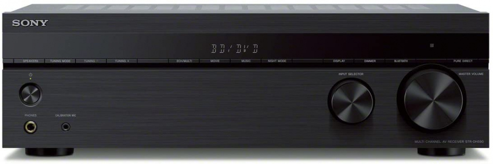 Hemabioförstärkare med kontroller och indikatorer, designad för 4K och HDR.