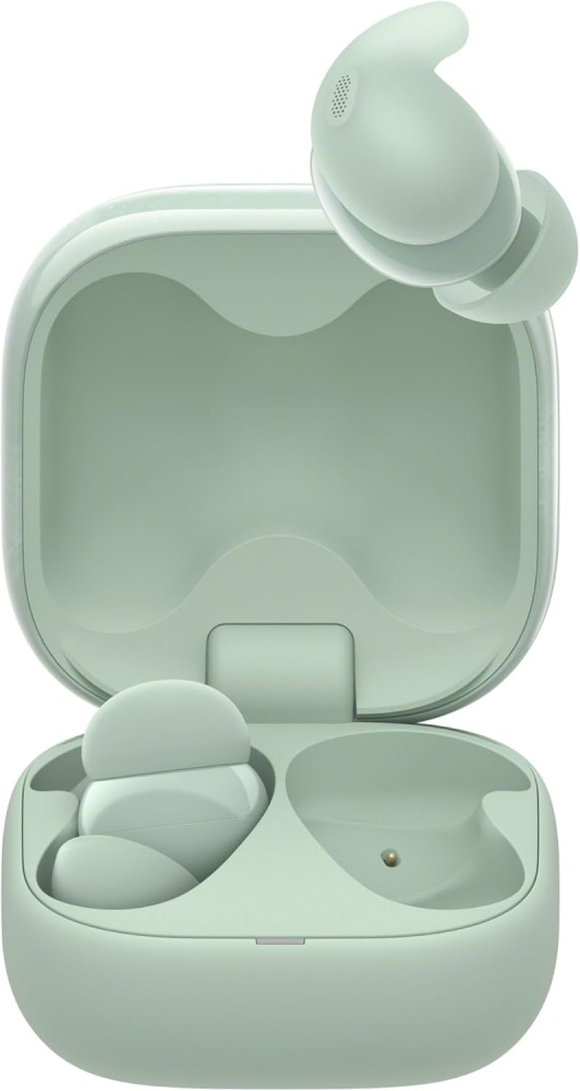 Gröna true wireless-hörlurar i etui, med flera öronproppar synliga.