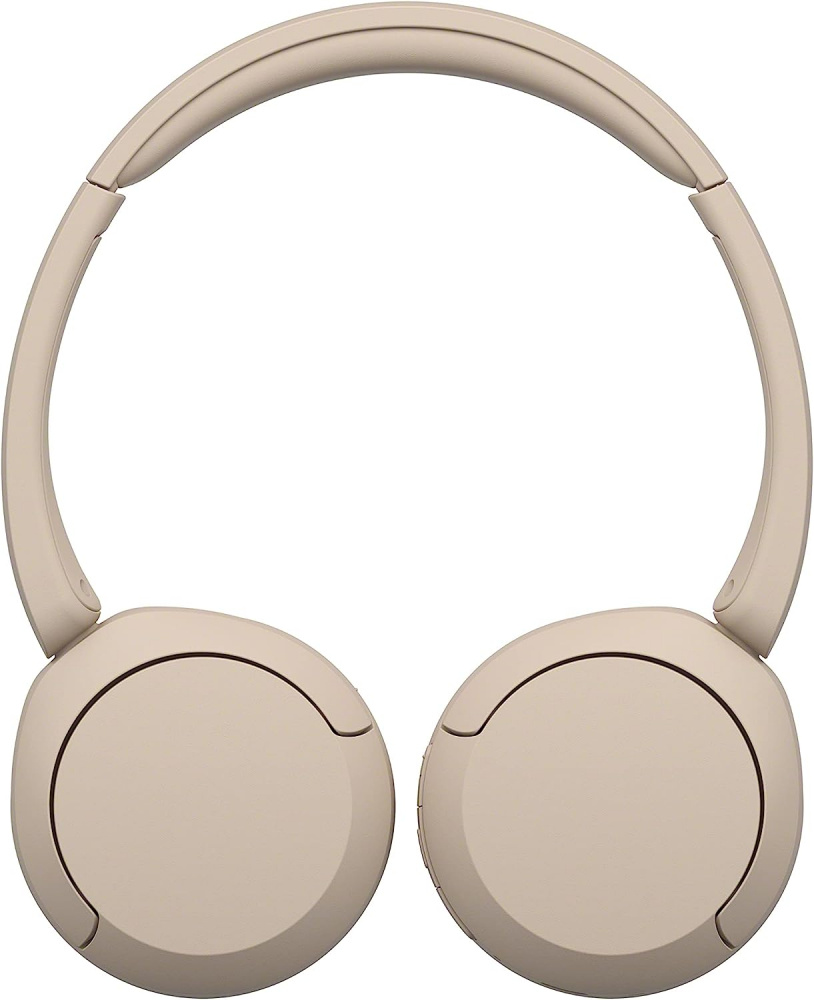 Trådlösa on-ear hörlurar i beige färg. Simple och stilren design.