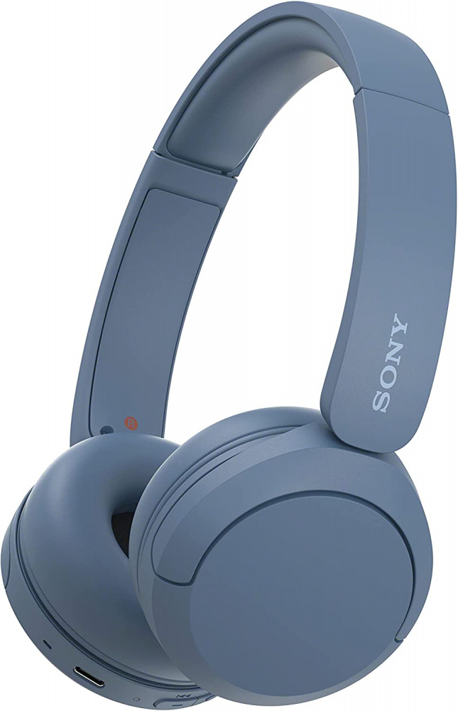 Trådlösa on-ear hörlurar i blått från Sony.