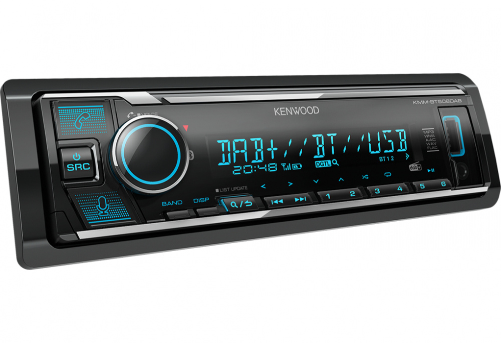 En bilstereo med Bluetooth, DAB+ och tydlig LCD-display.