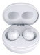 JVC HA-A6T Gumy Mini trådlösa in-ear hörlurar, vit Trådlösa in-ear hörlurar i vitt, förvarade i en rund laddningsetui.