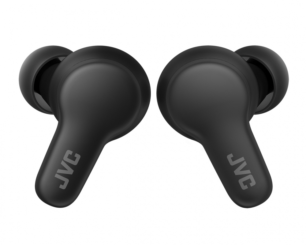 Svarta trådlösa in-ear hörlurar från JVC. Moderna och kompakta i design.