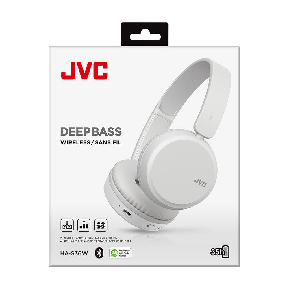 JVC HA-S36W trådlösa on-ear hörlurar, vit