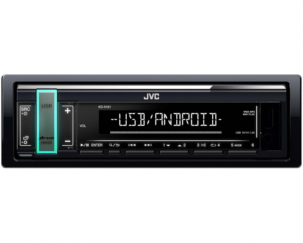 JVC KD-X161, bilstereo med USB/AUX och kort monteringsdjup