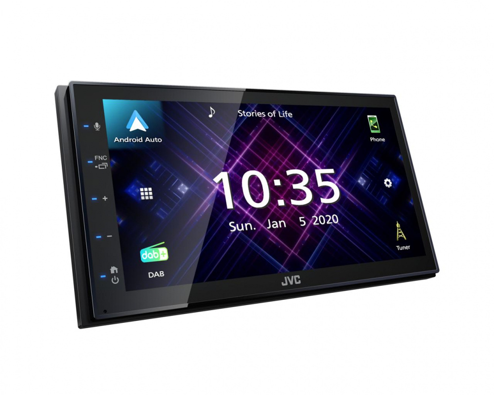 En bilstereo med skärm, CarPlay, Android Auto och DAB+.