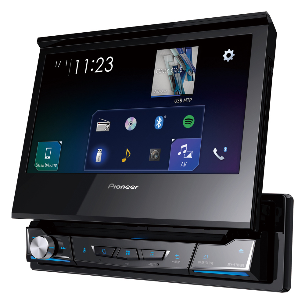 Pioneer AVH-A7100BT, bilstereo med CD/DVD och 7-tums utfällbar touchskärm, returexemplar