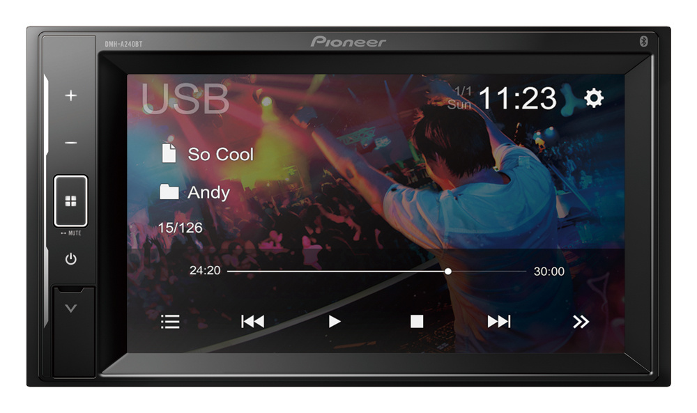 Pioneer DMH-A240BT, bilstereo med Bluetooth och 3 par lågnivå, returexemplar