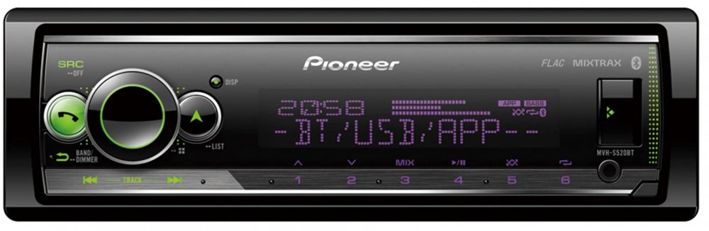 Pioneer MVH-S520BT, bilstereo med Bluetooth, USB/AUX och 3 par lågnivå, returexemplar